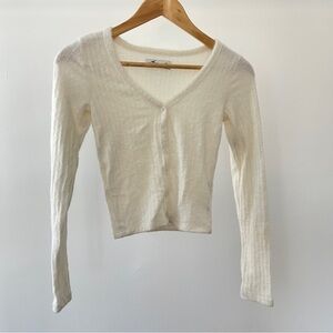 Hollister Cream Button Down Knit Top Size XS